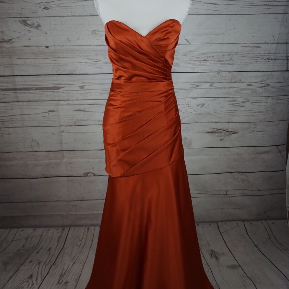 Dress, party dress, night gown, prom dress, orange